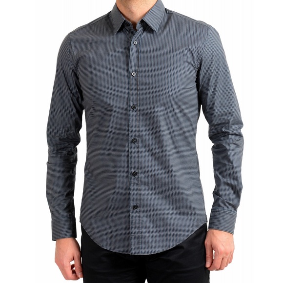 NWOT Hugo Boss Men’s Ronni Slim Fit Stretch Print Long Sleeve Shirt - Picture 1 of 6
